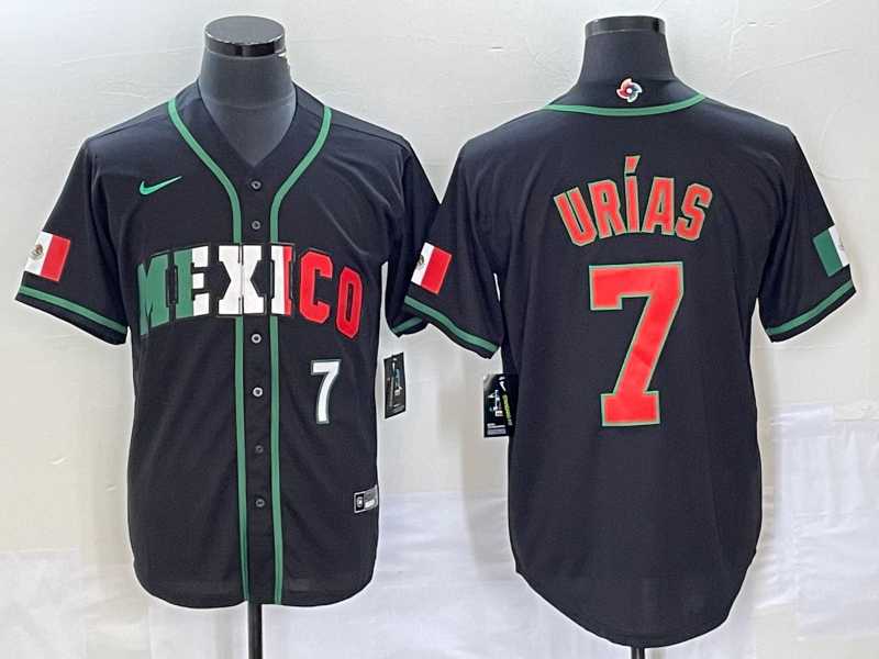 Men%27s Mexico Baseball #7 Julio Urias Number 2023 Black World Baseball Classic Stitched Jersey8